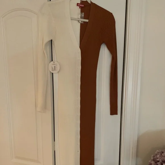 STAUD Two-Tone White and Brown Dress - Picture 7 of 7